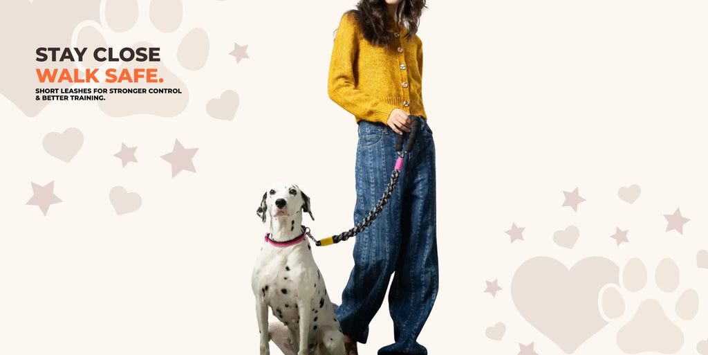 Control dog leash for safe walks – short leash for strong dogs and urban training